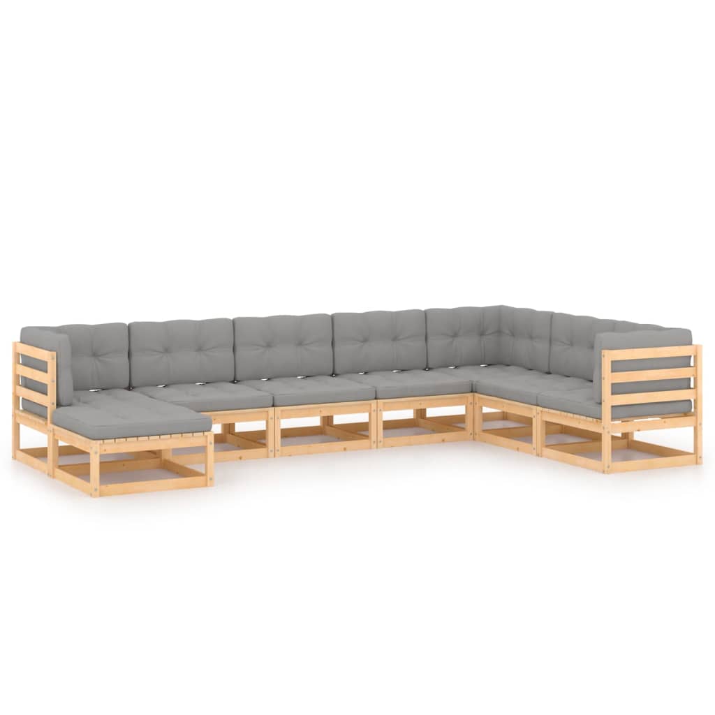 Set Salotto Giardino 8 pz Cuscini Antracite Legno Massello Pino | homemem39