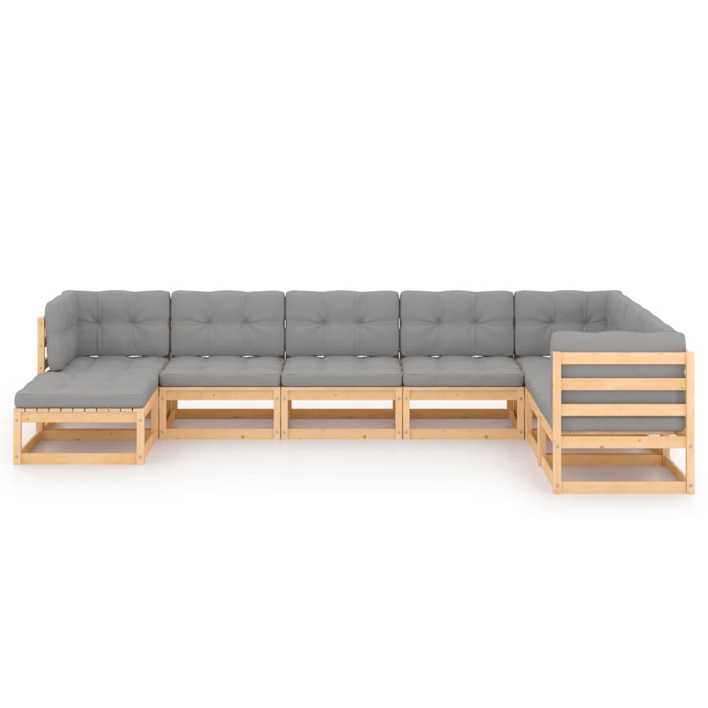 Set Salotto Giardino 8 pz Cuscini Antracite Legno Massello Pino | homemem39