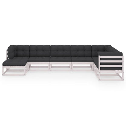 Set Salotto Giardino 8 pz Cuscini Antracite Legno Massello Pino