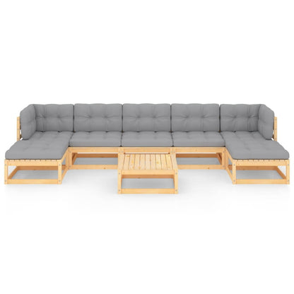 Set Salotto Giardino 8 pz Cuscini Antracite Legno Massello Pino | homemem39