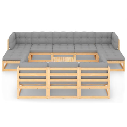 Set Divani Giardino 11 pz con Cuscini in Legno Massello di Pino | homemem39