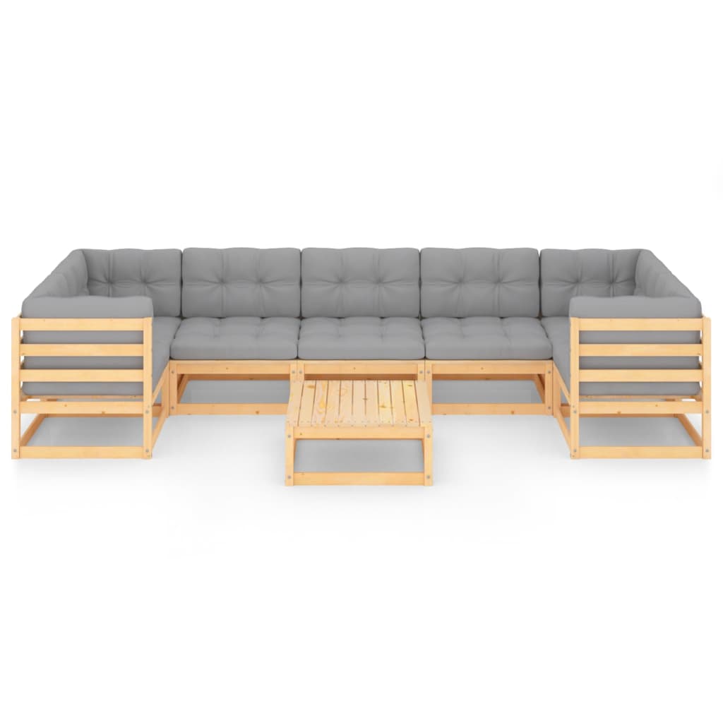 Set Salotto Giardino 8 pz Cuscini Antracite Legno Massello Pino | homemem39