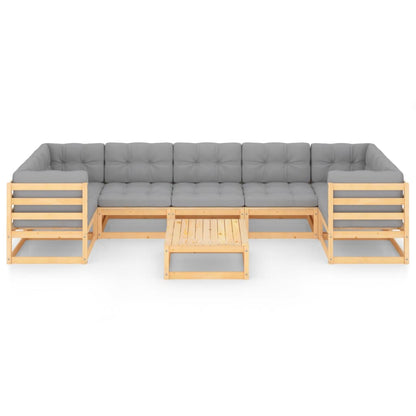 Set Salotto Giardino 8 pz Cuscini Antracite Legno Massello Pino | homemem39