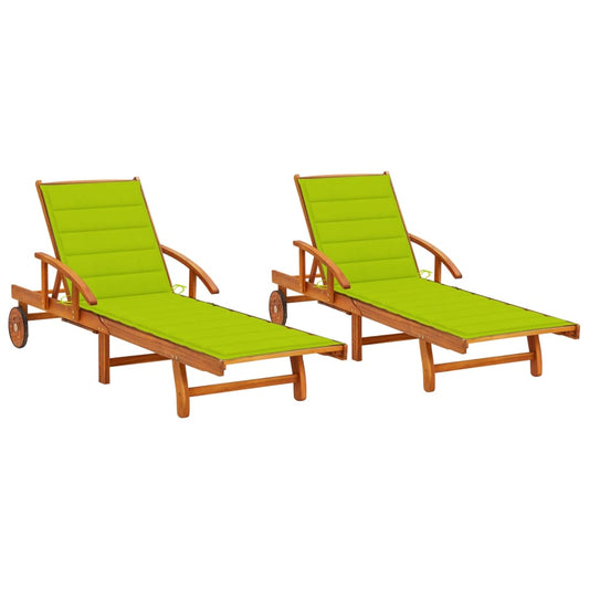 2 pc deckchairs with solid acacia wood cushions