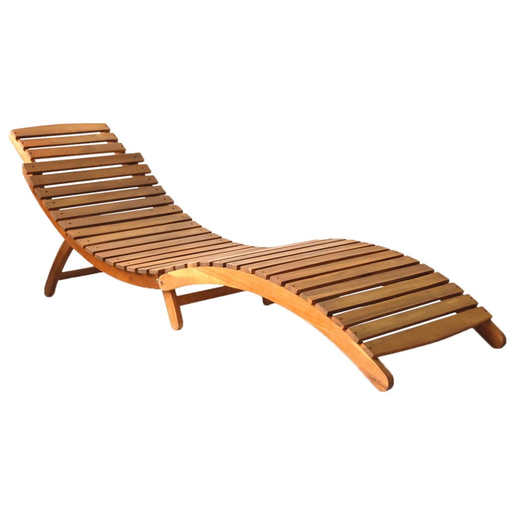 2 pcs Sun Loungers with Cushions in Solid Acacia Wood