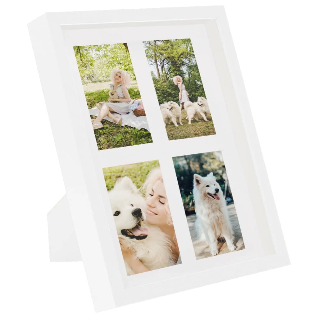 Set Cornici Fotografiche 3D 3pz Bianco 28x35cm Foto 4x(10x15)cm