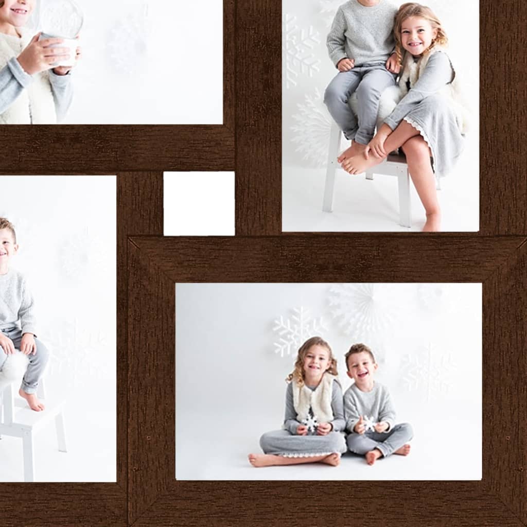 Cornice Multipla per 4 Foto 13x18cm Marrone Scuro in MDF | homemem39