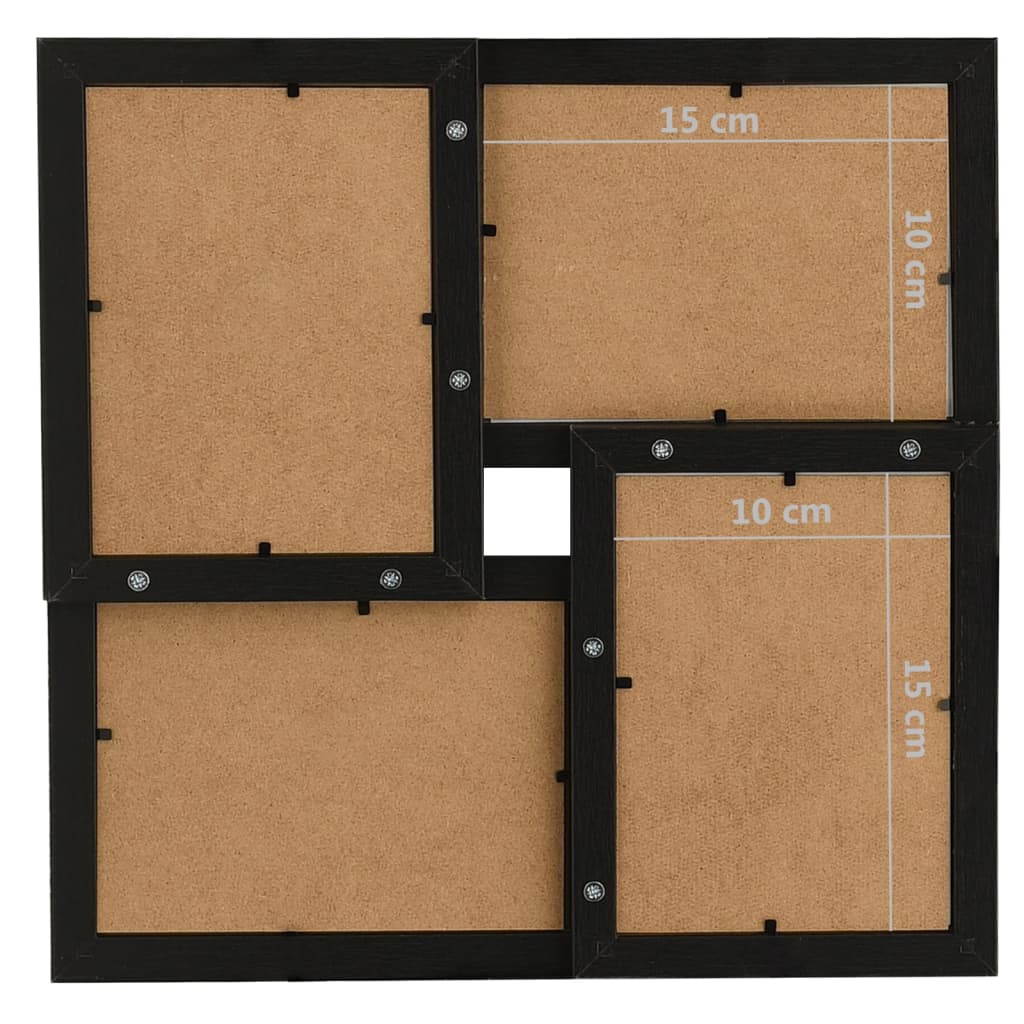 Cornice Multipla per 4 Foto 10x15cm Nera in MDF | homemem39