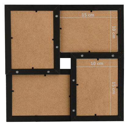 Cornice Multipla per 4 Foto 10x15cm Nera in MDF | homemem39