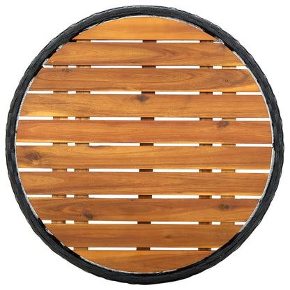 Tavolino da Tè Nero 60 cm in Polyrattan e Massello di Acacia | homemem39