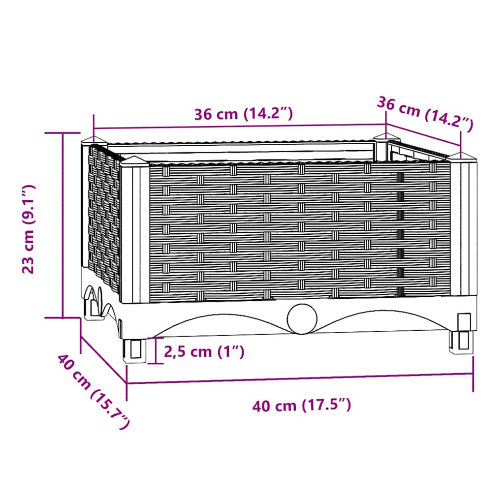 Fioriera Rialzata 40x40x23 cm in Polipropilene