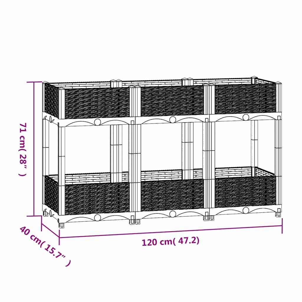 Fioriera Rialzata 120x40x71 cm in Polipropilene