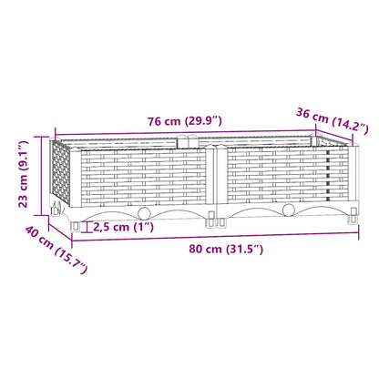 Fioriera Rialzata 80x40x23 cm in Polipropilene