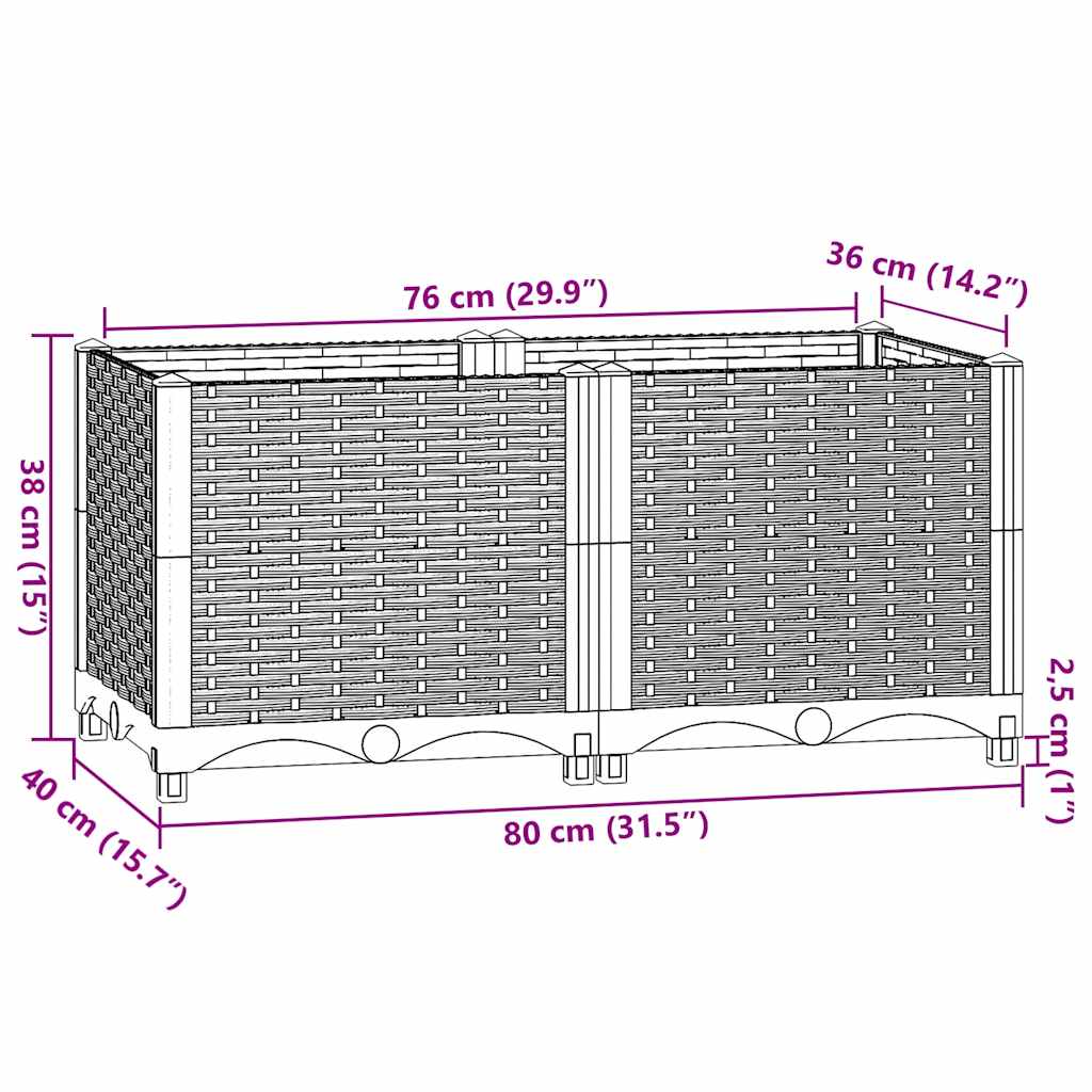 Letto rialzato 80x40x38 cm in polipropilene