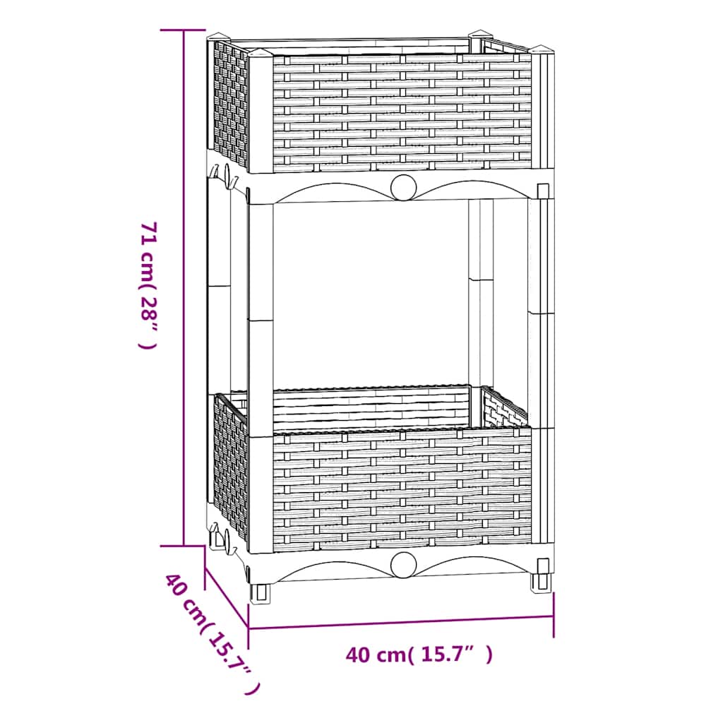 Fioriera Rialzata 40x40x71 cm in Polipropilene | homemem39