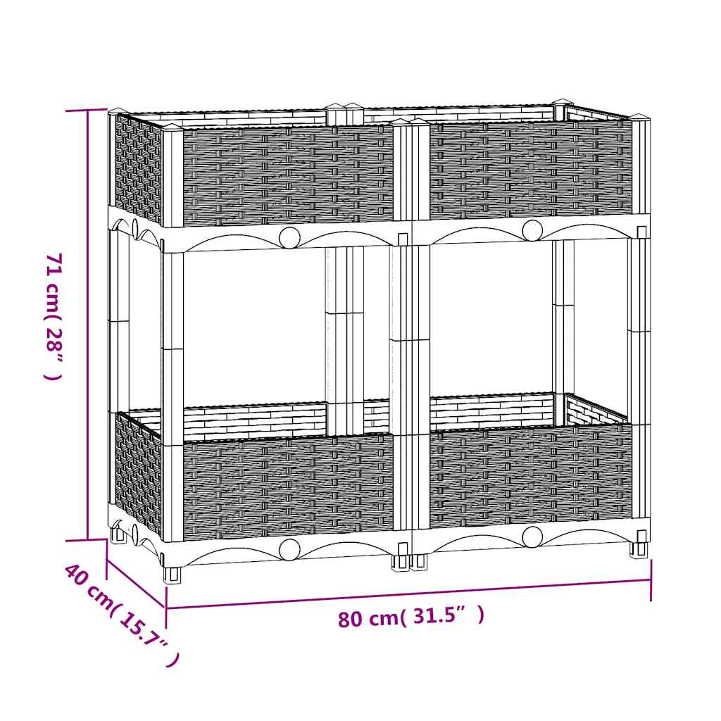 Fioriera Rialzata 80x40x71 cm in Polipropilene - homemem39