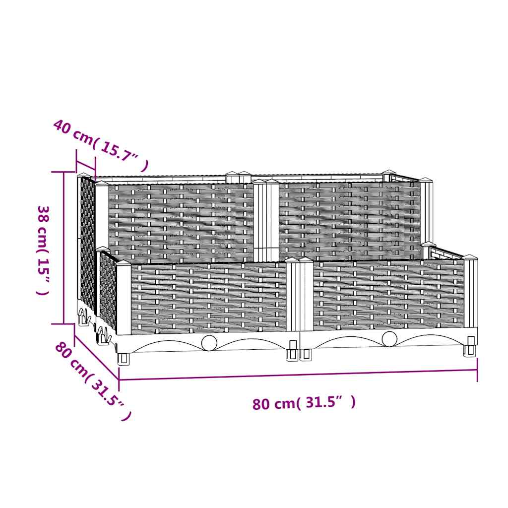 Fioriera Rialzata 80x80x38 cm in Polipropilene - homemem39