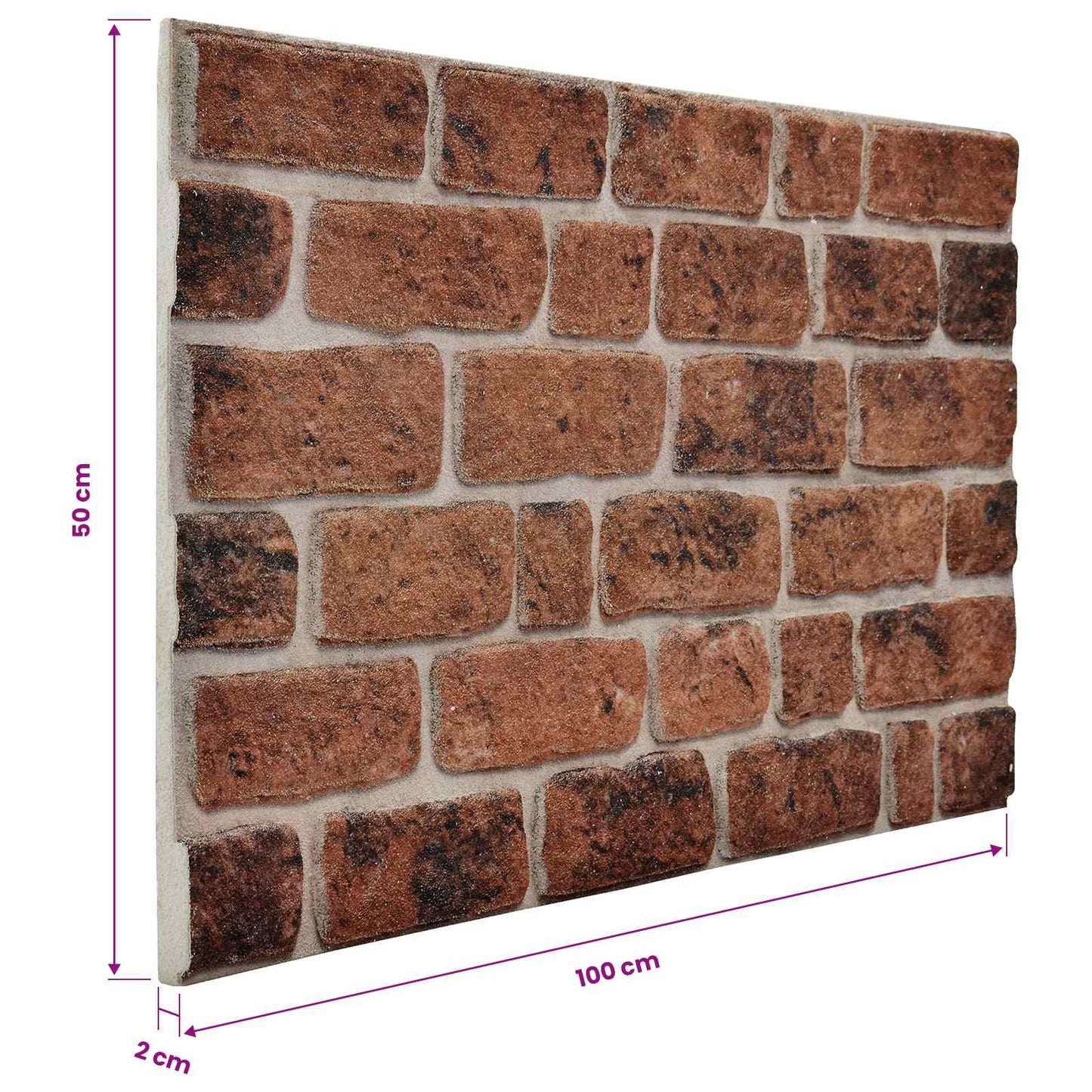 Pannelli da parete 10 pcs Mattone Marrone 100 x 50 cm | homemem39