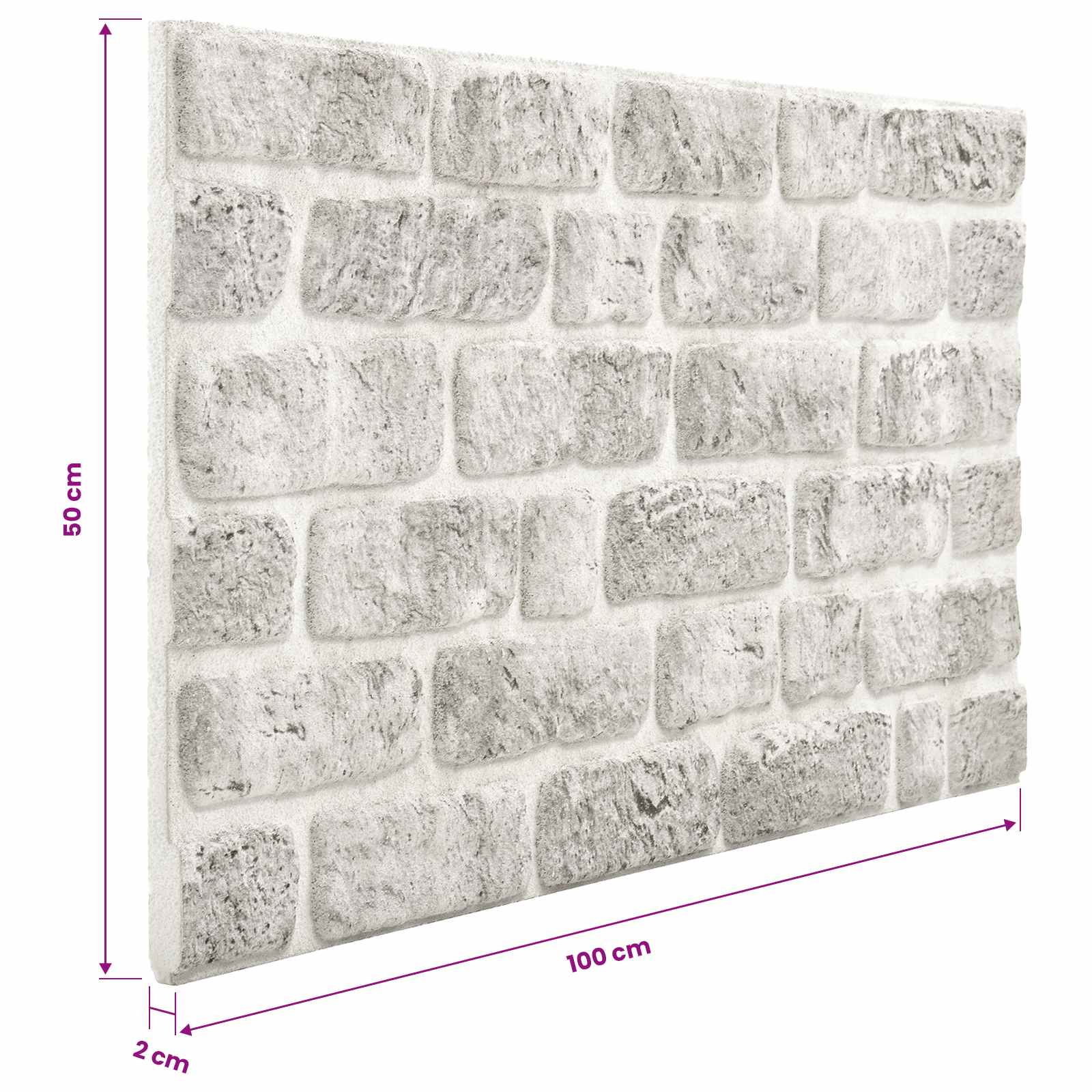 Pannelli da parete 10 pcs Grigio Chiaro 100 x 50 cm Schiuma EPS | homemem39