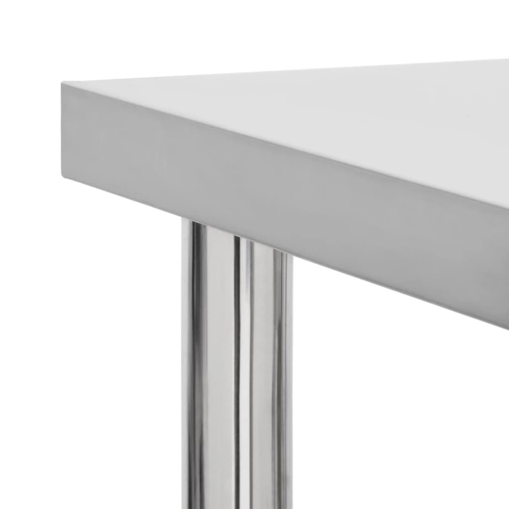 Tavolo da Lavoro Cucina con Ruote 60x30x85 cm in Acciaio Inox - homemem39