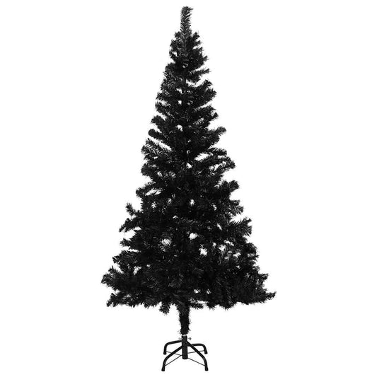 Albero di Natale Preilluminato con Palline Nero 210 cm PVC | homemem39