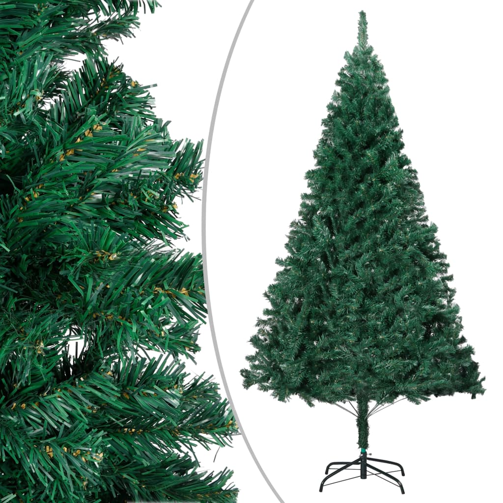 Albero di Natale Preilluminato con Palline Verde 120 cm PVC