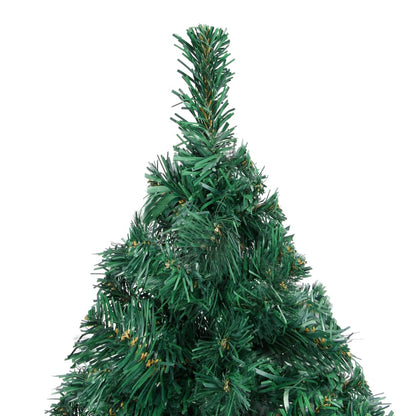 Albero di Natale Preilluminato con Palline Verde 120 cm PVC