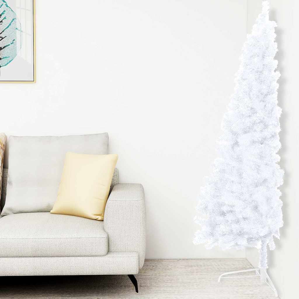 Albero di Natale a Metà Preilluminato con Palline Bianco 150 cm | homemem39