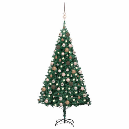 Albero di Natale Preilluminato con Palline Verde 180 cm PVC | homemem39