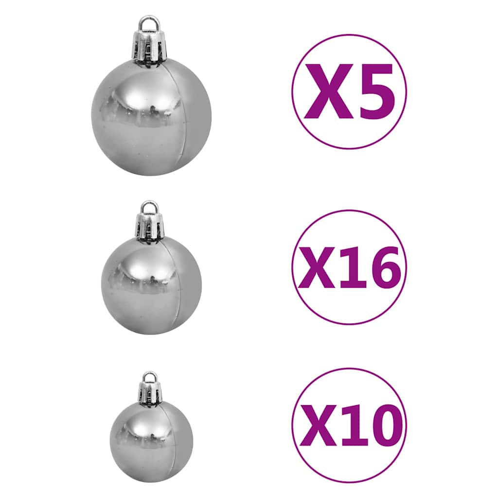 Albero di Natale a Metà Preilluminato con Palline Bianco 210 cm | homemem39