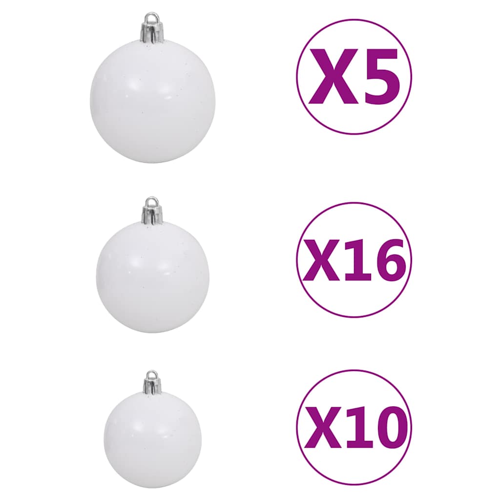 Albero di Natale a Metà Preilluminato con Palline Bianco 210 cm | homemem39