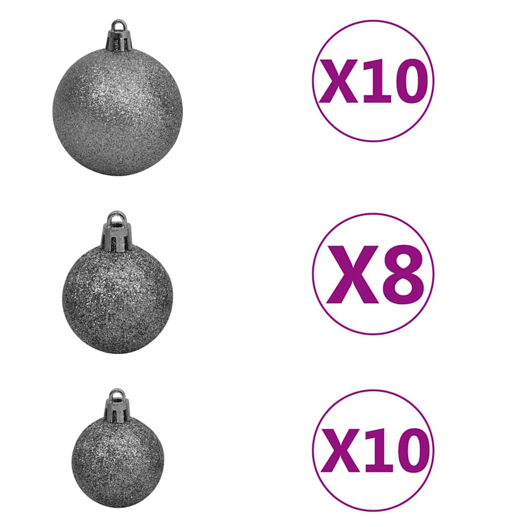 Albero di Natale a Metà Preilluminato con Palline Bianco 210 cm | homemem39