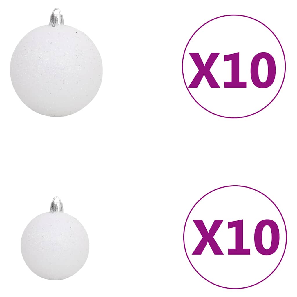 Albero di Natale a Metà Preilluminato con Palline Bianco 210 cm | homemem39