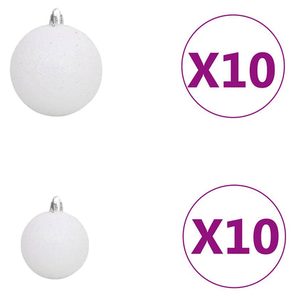 Albero di Natale a Metà Preilluminato con Palline Bianco 210 cm | homemem39