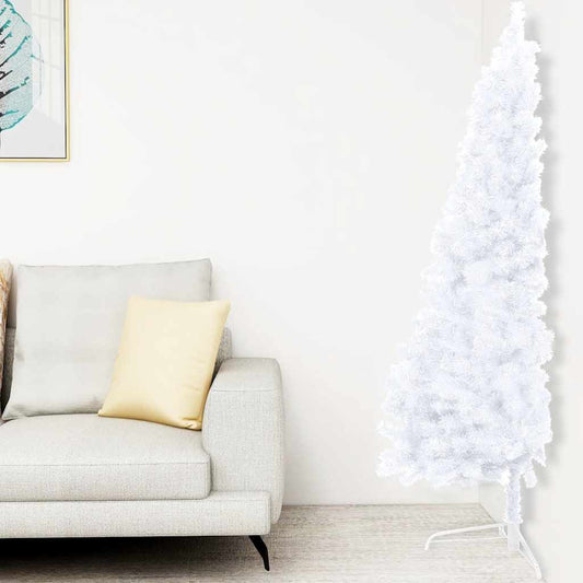 Albero di Natale a Metà Preilluminato con Palline Bianco 240 cm | homemem39