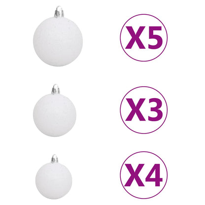 Albero di Natale a Metà Preilluminato con Palline Bianco 240 cm | homemem39