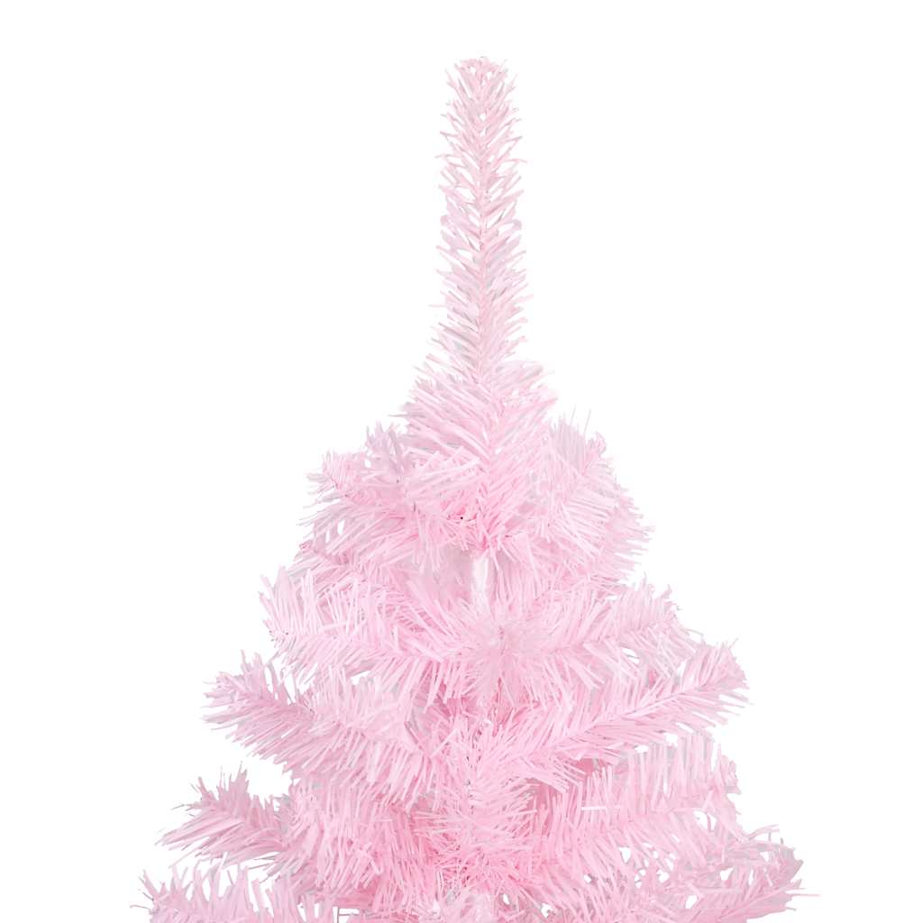 Albero di Natale Preilluminato con Palline Rosa 180 cm PVC