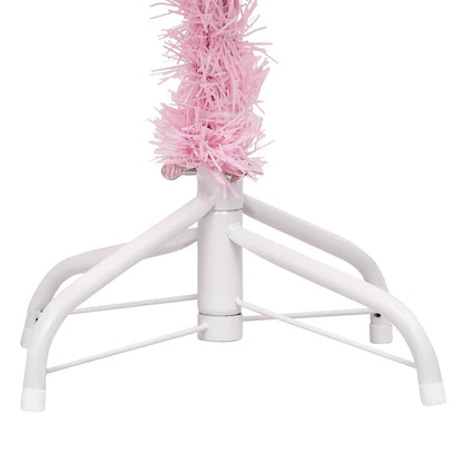 Albero di Natale Preilluminato con Palline Rosa 180 cm PVC