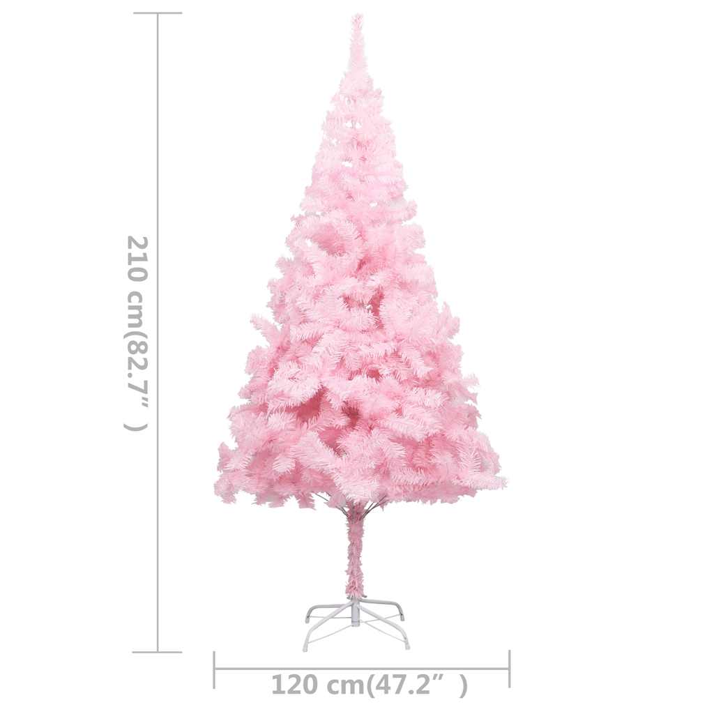 Albero di Natale Preilluminato con Palline Rosa 210 cm PVC | homemem39