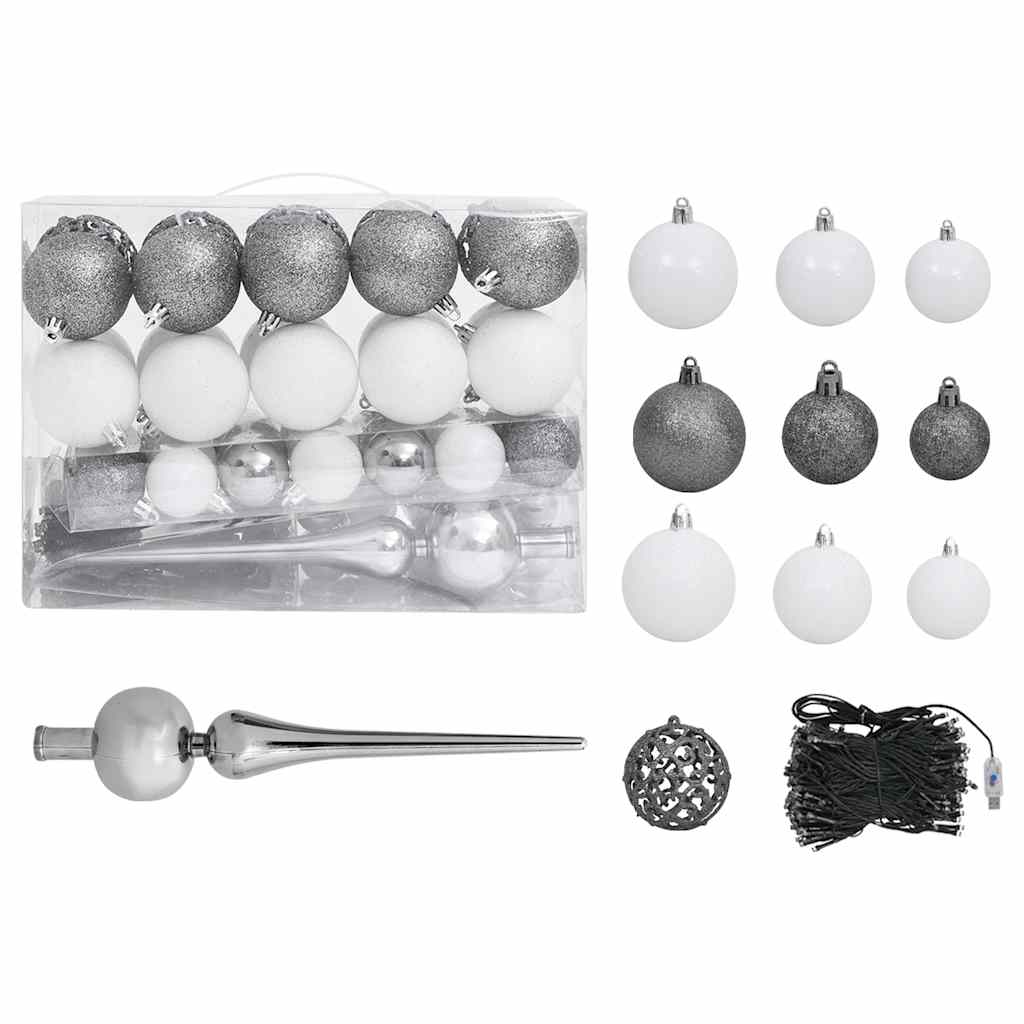 Albero di Natale Preilluminato con Palline Nero 120 cm PVC | homemem39