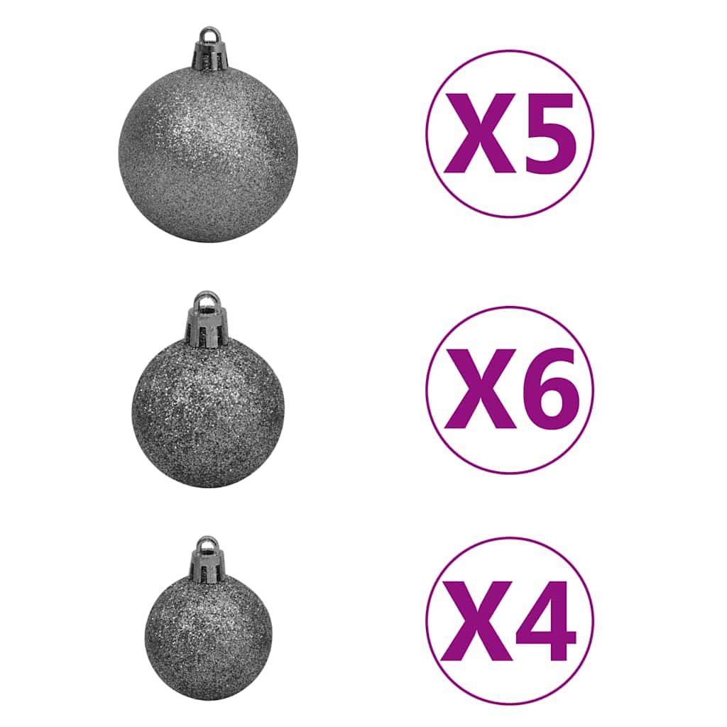 Albero di Natale Preilluminato con Palline Nero 180 cm PVC | homemem39
