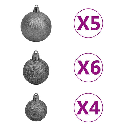 Albero di Natale Preilluminato con Palline Argento 120 cm PET | homemem39