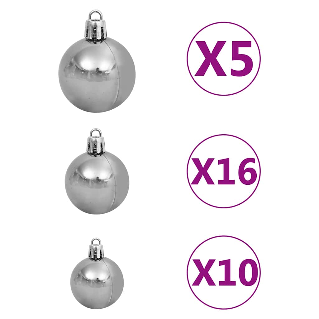 Albero di Natale Artificiale con LED e Set di Palline e Pigne 210 cm