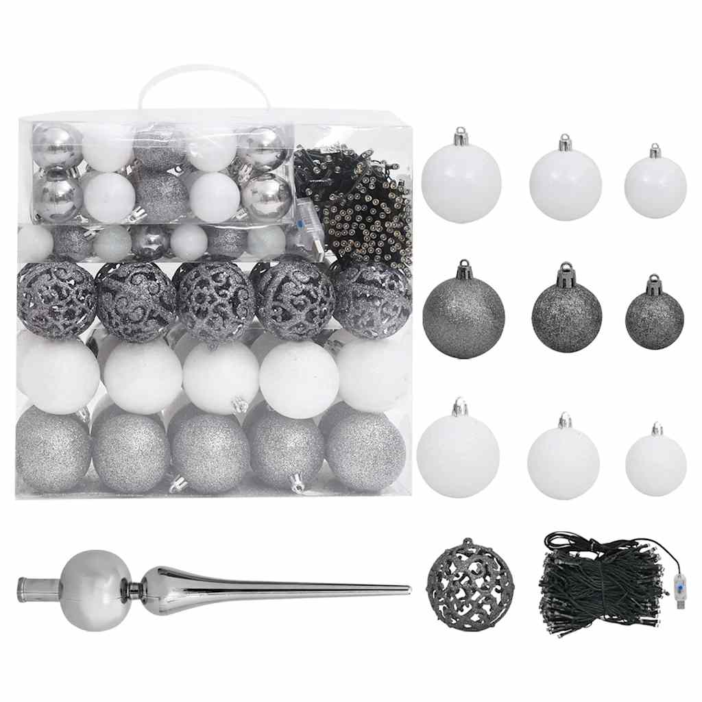 Albero di Natale Artificiale con LED e Set di Palline e Pigne 240 cm | homemem39