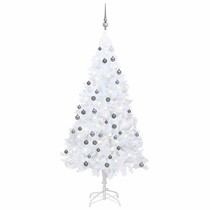 Albero di Natale Preilluminato con Palline Bianco 150 cm PVC | homemem39