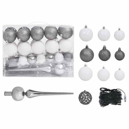 Albero di Natale Preilluminato con Palline Bianco 150 cm PVC | homemem39