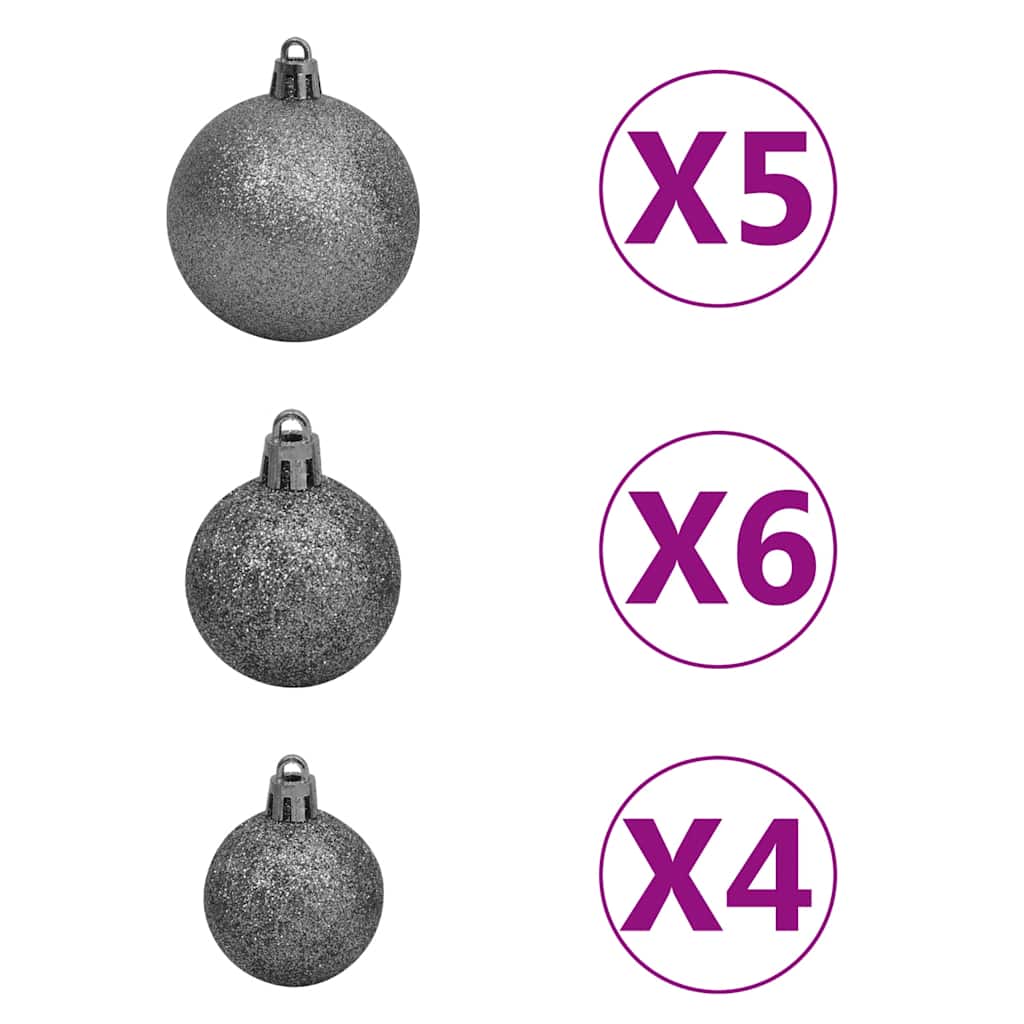Albero di Natale Preilluminato con Palline Bianco 150 cm PVC | homemem39