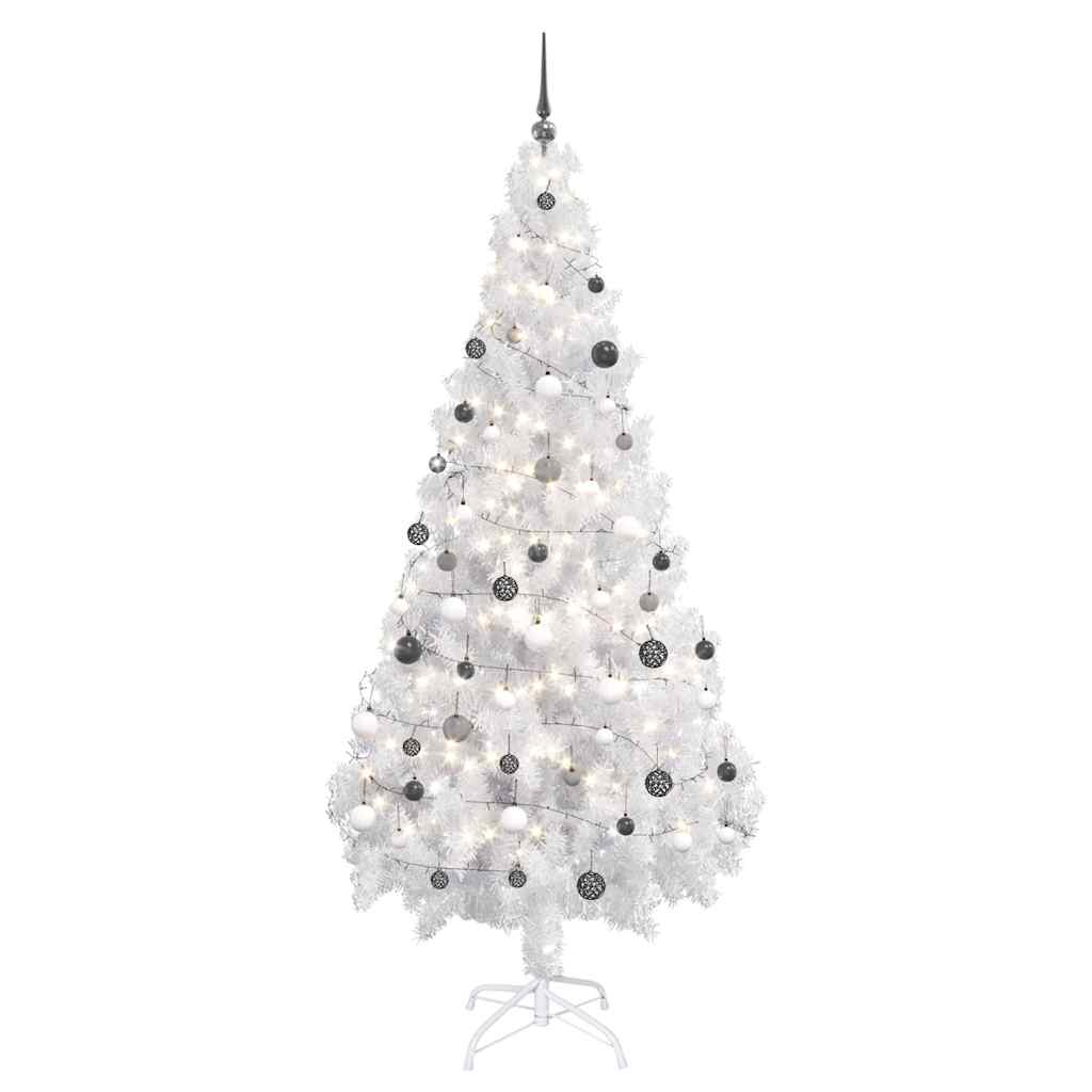 Albero di Natale Preilluminato con Palline Bianco 180 cm PVC | homemem39