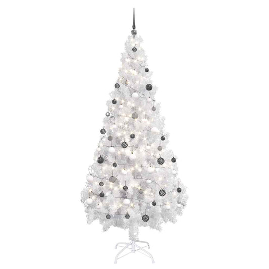Albero di Natale Preilluminato con Palline Bianco 180 cm PVC | homemem39