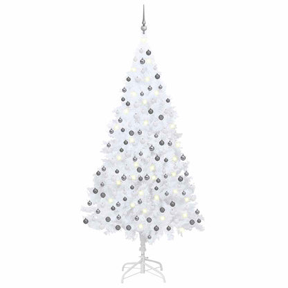 Albero di Natale Preilluminato con Palline Bianco 210 cm PVC | homemem39